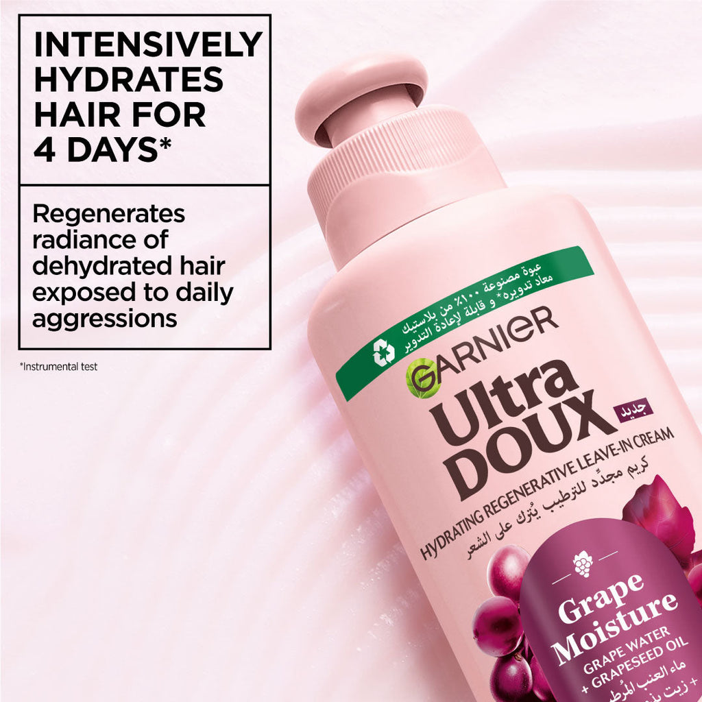 Ultra Doux Grape Moisture 2 in 1 Styling Cream, Volumizing Hydration for Dehydrated Hair. Hydrating Grape Water + Antioxidant Grapeseed Oil - Paraben-Free, Vegan, Cruelty-Free