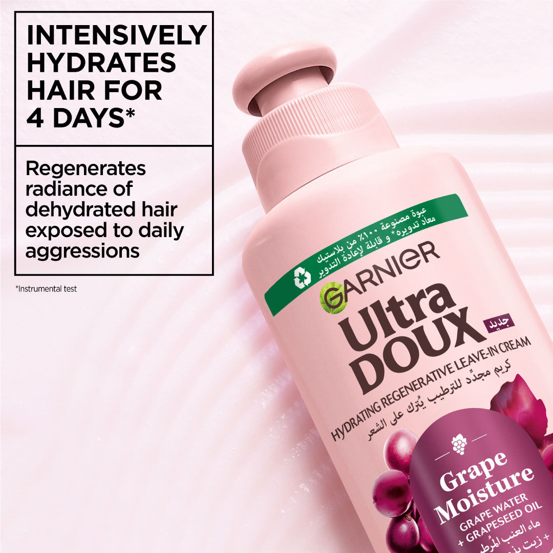 Ultra Doux Grape Moisture 2 in 1 Styling Cream, Volumizing Hydration for Dehydrated Hair. Hydrating Grape Water + Antioxidant Grapeseed Oil - Paraben-Free, Vegan, Cruelty-Free