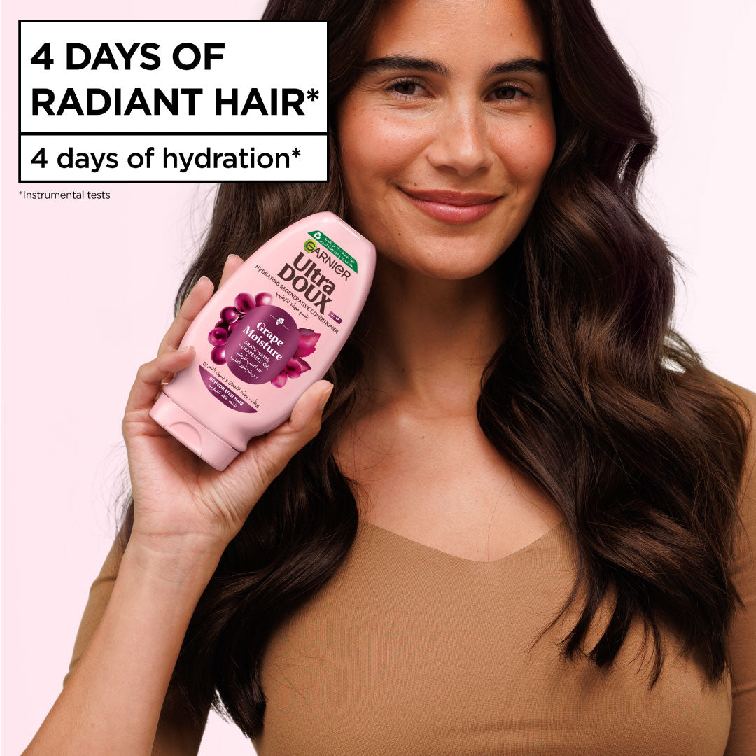 Ultra Doux Grape Moisture - Hydrating Regenerative Conditioner for Dehydrated Hair. Hydrating Grape Water + Antioxidant Grapeseed Oil - - Paraben-Free, Vegan, Cruelty-Free