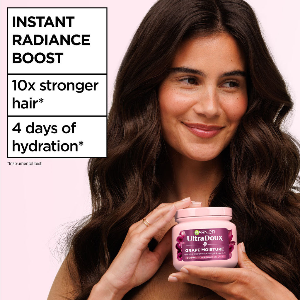 Ultra Doux Grape Moisture - Deep Regenerative Mask for Dehydrated Hair. Hydrating Grape Water + Antioxidant Grapeseed Oil -- Paraben-Free, Vegan, Cruelty-Free