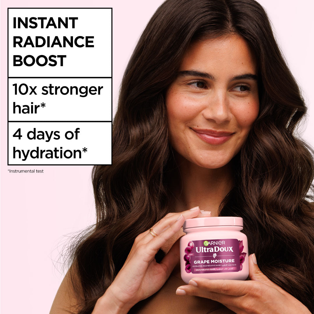 Ultra Doux Grape Moisture - Deep Regenerative Mask for Dehydrated Hair. Hydrating Grape Water + Antioxidant Grapeseed Oil -- Paraben-Free, Vegan, Cruelty-Free
