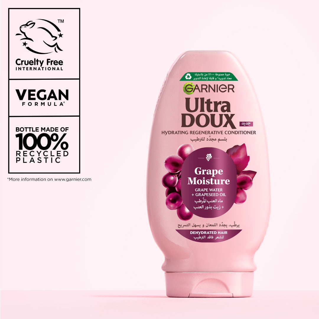 Ultra Doux Grape Moisture - Hydrating Regenerative Conditioner for Dehydrated Hair. Hydrating Grape Water + Antioxidant Grapeseed Oil - - Paraben-Free, Vegan, Cruelty-Free